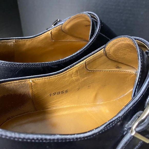 Magnanni Size 9 SILVIO Double Monk Strap Shoes Black Leather With Box - Picture 12 of 14